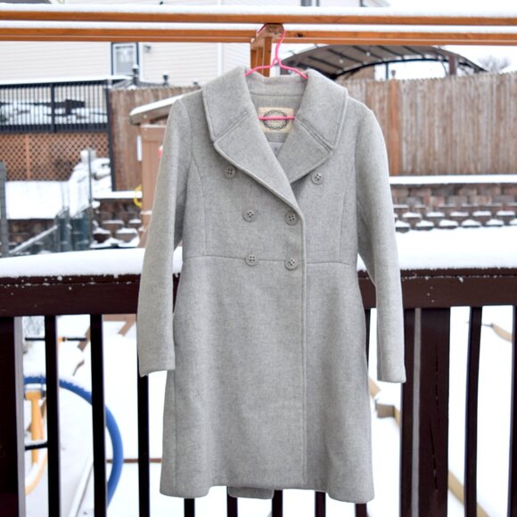 90% Wool Blend Gray Brushed Coat - Picture 1 of 8